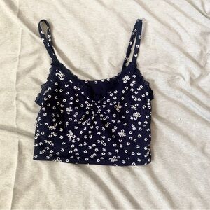 Navy Blue Floral Women's Top